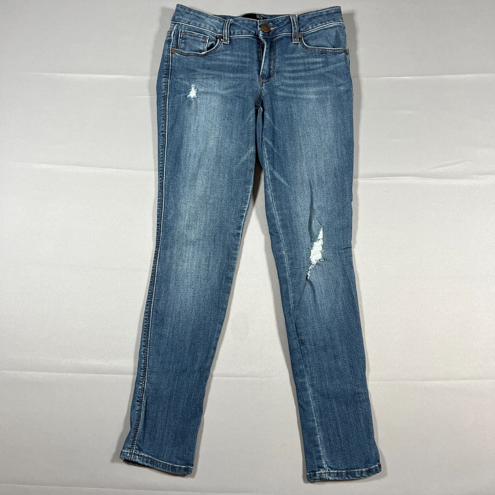 1822 Denim Skinny Jeans Womens 27 Blue Stretch Low Rise Medium Wash Distressed
